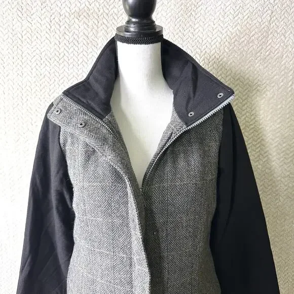 PrAna Women's Herringbone Wool Blend Caprise Insulated Convertible Jacket Gravel